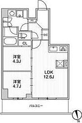 リテラス南千住サウス 2LDKの間取図画像