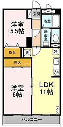 エーデルワイス 2LDKの間取図画像