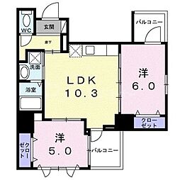 ザ・グラン キース 2LDKの間取図画像