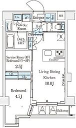 アジールコート山手動坂 1SLDKの間取図画像