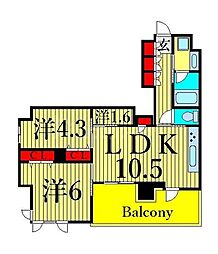 ドゥーエ南千住 2SLDKの間取図画像