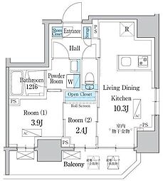 デュオフラッツ浅草田原町ネスト 2LDKの間取図画像