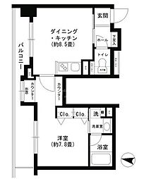 クリオ文京小石川 1DKの間取図画像