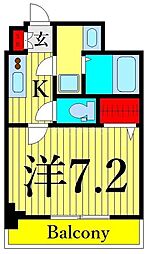 ブランシュワ 1Kの間取図画像