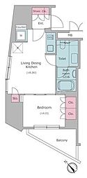 レジディア文京小石川2 1LDKの間取図画像