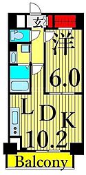 ソレアード・ゼン 1LDKの間取図画像