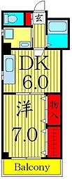 パークサイド日暮里 1DKの間取図画像