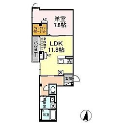 バンイードビル 1LDKの間取図画像