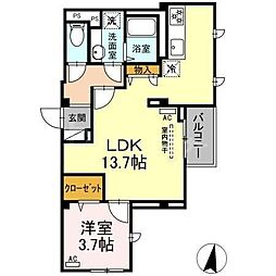 バンイードビル 1LDKの間取図画像