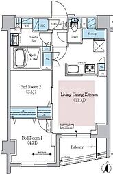 アーバネックス文京千駄木 2LDKの間取図画像