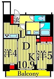 プラウドフラット日暮里 2LDKの間取図画像