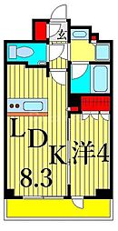 クレヴィア日暮里ザ・レジデンス 1LDKの間取図画像