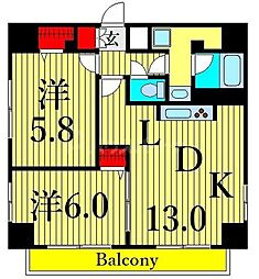 HY'sタバタ2イースト 2LDKの間取図画像