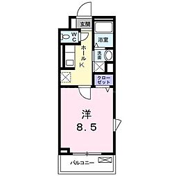ブロッサムコート 1Kの間取図画像