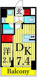 クレストコート東日暮里 1DKの間取図画像