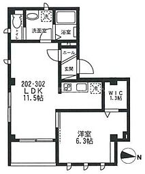ラフィーネ本郷 1LDKの間取図画像