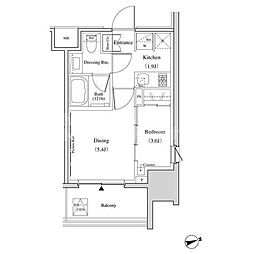 ザ・パークハビオ北千住 2Kの間取図画像