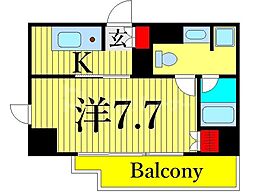 リファイズエムエス 1Kの間取図画像
