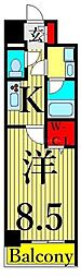 ディ・アミカル 1Kの間取図画像