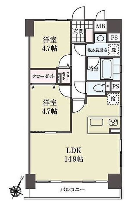 2LDK 間取り