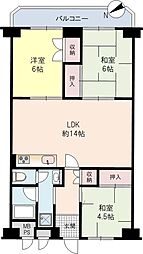 牧野駅前ハイツ 3LDKの間取図画像