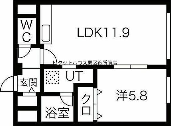 北海道札幌市白石区中央一条7丁目(賃貸マンション1LDK・1階・42.20㎡)の写真 その2