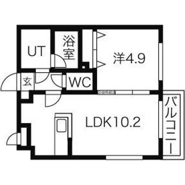 北海道札幌市東区北十三条東13丁目(賃貸マンション1LDK・4階・34.43㎡)の写真 その2