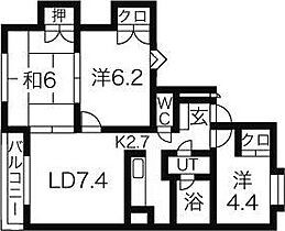 ハーベスト26  ｜ 北海道札幌市北区北二十六条西14丁目（賃貸マンション3LDK・2階・61.06㎡） その2