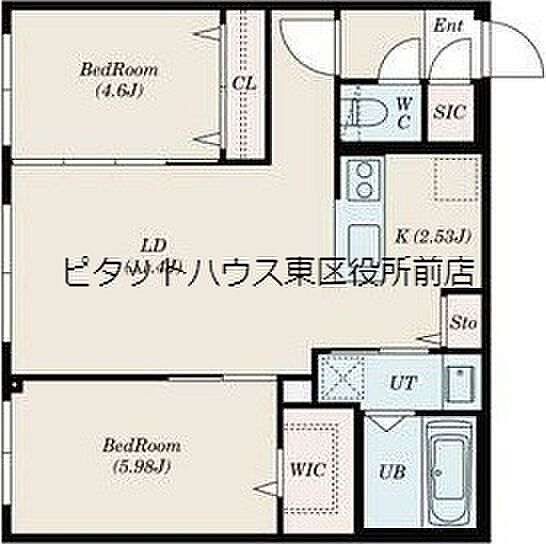 北海道札幌市西区二十四軒四条5丁目(賃貸マンション2LDK・2階・54.21㎡)の写真 その2