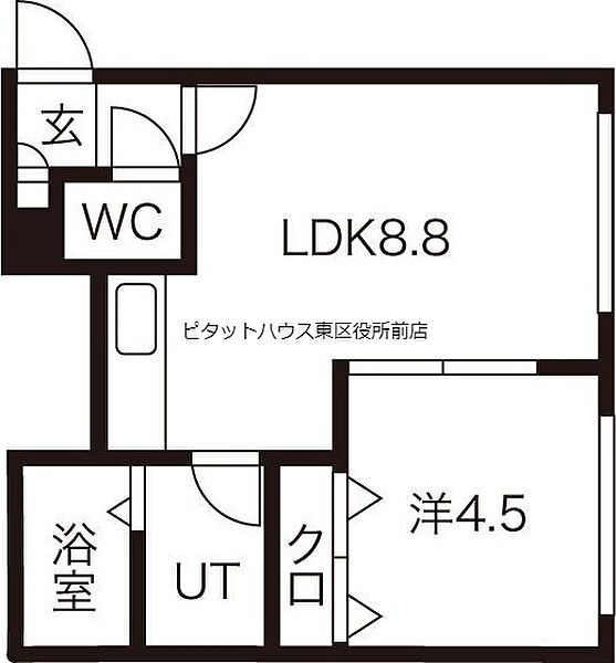 ノースウィル45 ｜北海道札幌市東区北四十五条東15丁目(賃貸アパート1LDK・2階・29.64㎡)の写真 その2