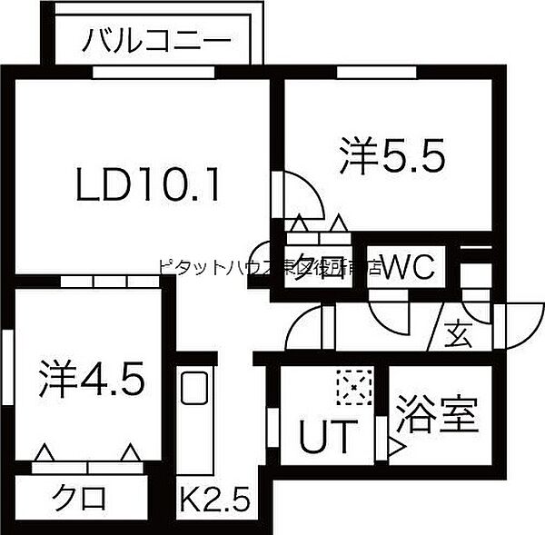 北海道札幌市東区本町一条1丁目(賃貸マンション2LDK・3階・51.08㎡)の写真 その2