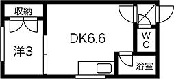 ボヌール23 1DKの間取図画像