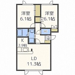 ラ・パークうえさか3 2LDKの間取図画像