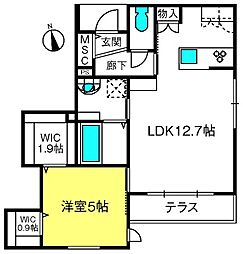 イル・ラシーヌ南棟 1LDKの間取図画像