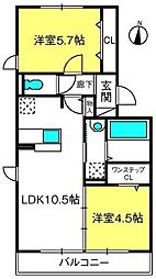 レイク藤和 2LDKの間取図画像