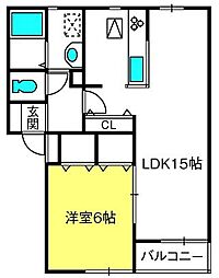 ニューフロンティア3 1LDKの間取図画像