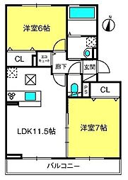 ゴールドパストラル6 2LDKの間取図画像