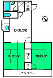 柳沼ビル大成町マンション 2DKの間取図画像