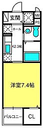 パインズ美園 1Kの間取図画像