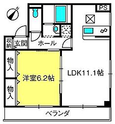 新幸マンション第1新幸ビル 1LDKの間取図画像