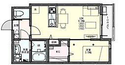 越谷市大沢アパート 1LDKの間取図画像