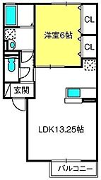 ノクターン 1LDKの間取図画像