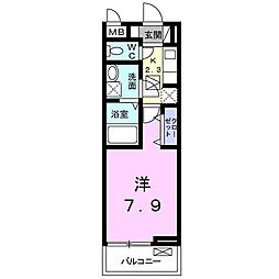 コモディモンテ 1Kの間取図画像