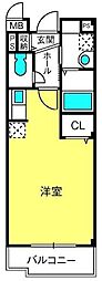 プリムローズ2 ワンルームの間取図画像