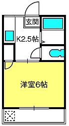 シュガーコート 1Kの間取図画像
