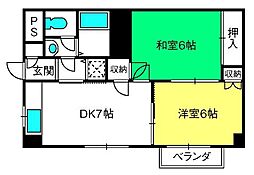 ヒルサイド東川口 2DKの間取図画像