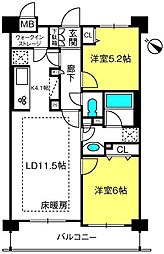 ランドステージ東川口アベニューサイド 2LDKの間取図画像
