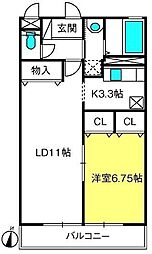 ロイヤルガーデン1 1LDKの間取図画像