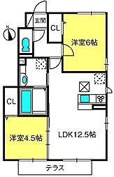 グランルミエールB 2LDKの間取図画像