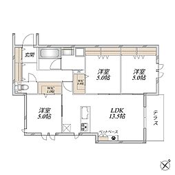 リュウ参番館 3LDKの間取図画像